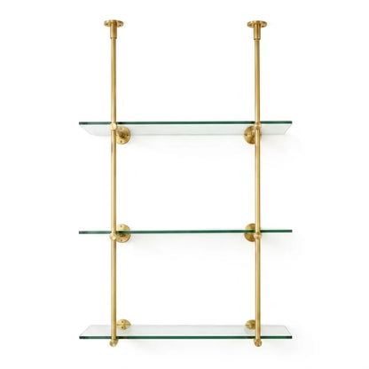 Open Brass Shelving, Ceiling and Wall Mounted Kitchen Shelving 40"H x 30"W × 10"D