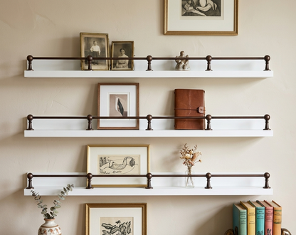Noble Brass Dark Copper Gallery Rail | Custom Solid Brass Shelf Railing for Kitchen, Bathroom & Bookshelves