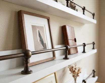 Noble Brass Dark Copper Gallery Rail | Custom Solid Brass Shelf Railing for Kitchen, Bathroom & Bookshelves