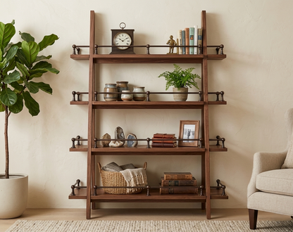 Solid Brass Gallery Rail – Custom Unlacquered Brass Post & Rod System for Shelves & Kitchen Cabinets