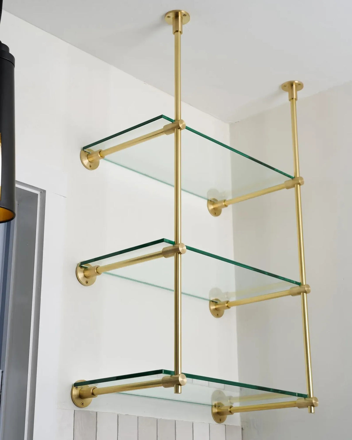 Ceiling And Wall Mounted Shelving, Kitchen Display Shelving | Handmade Unlacquered Brass Shelving