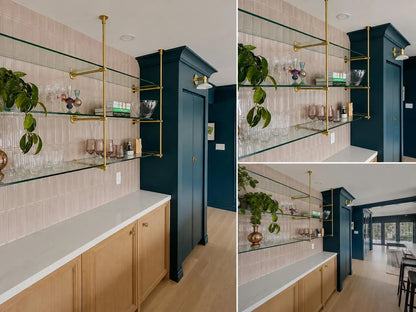 Ceiling And Wall Mounted Shelving, Kitchen Display Shelving | Handmade Unlacquered Brass Shelving