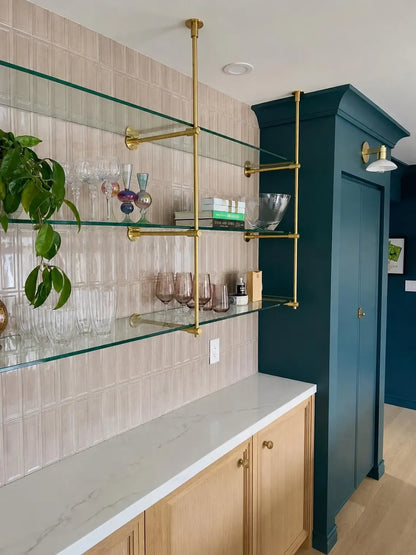 Ceiling And Wall Mounted Shelving, Kitchen Display Shelving | Handmade Unlacquered Brass Shelving
