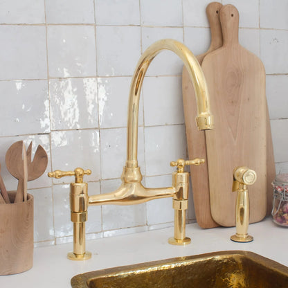 Bridgeford - Unlacquered Brass Kitchen Bridge Faucet
