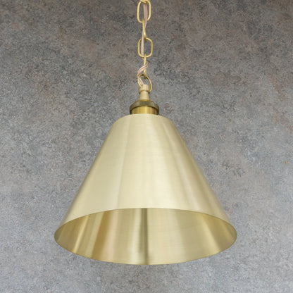 Brushed Brass Cone Pendant Light - Sleek Modern Moroccan Task Lighting