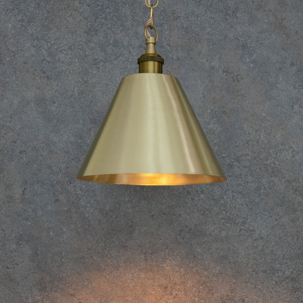 Brushed Brass Cone Pendant Light - Sleek Modern Moroccan Task Lighting