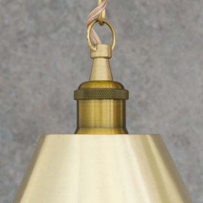 Brushed Brass Cone Pendant Light - Sleek Modern Moroccan Task Lighting