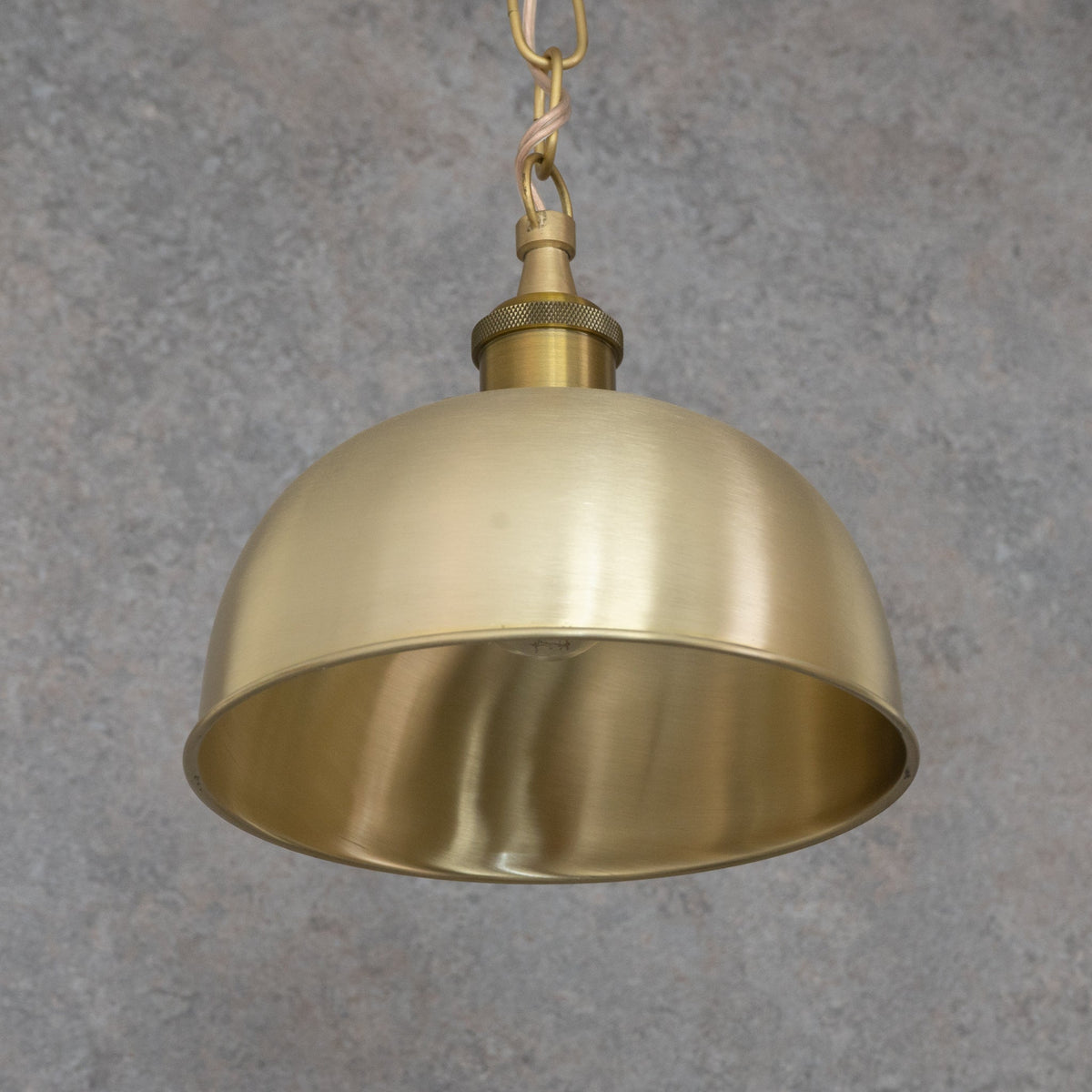Brushed Brass Flared Dome Pendant Light - Hand-Finished Moroccan Brass Pendant