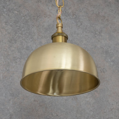 Brushed Brass Flared Dome Pendant Light - Hand-Finished Moroccan Brass Pendant