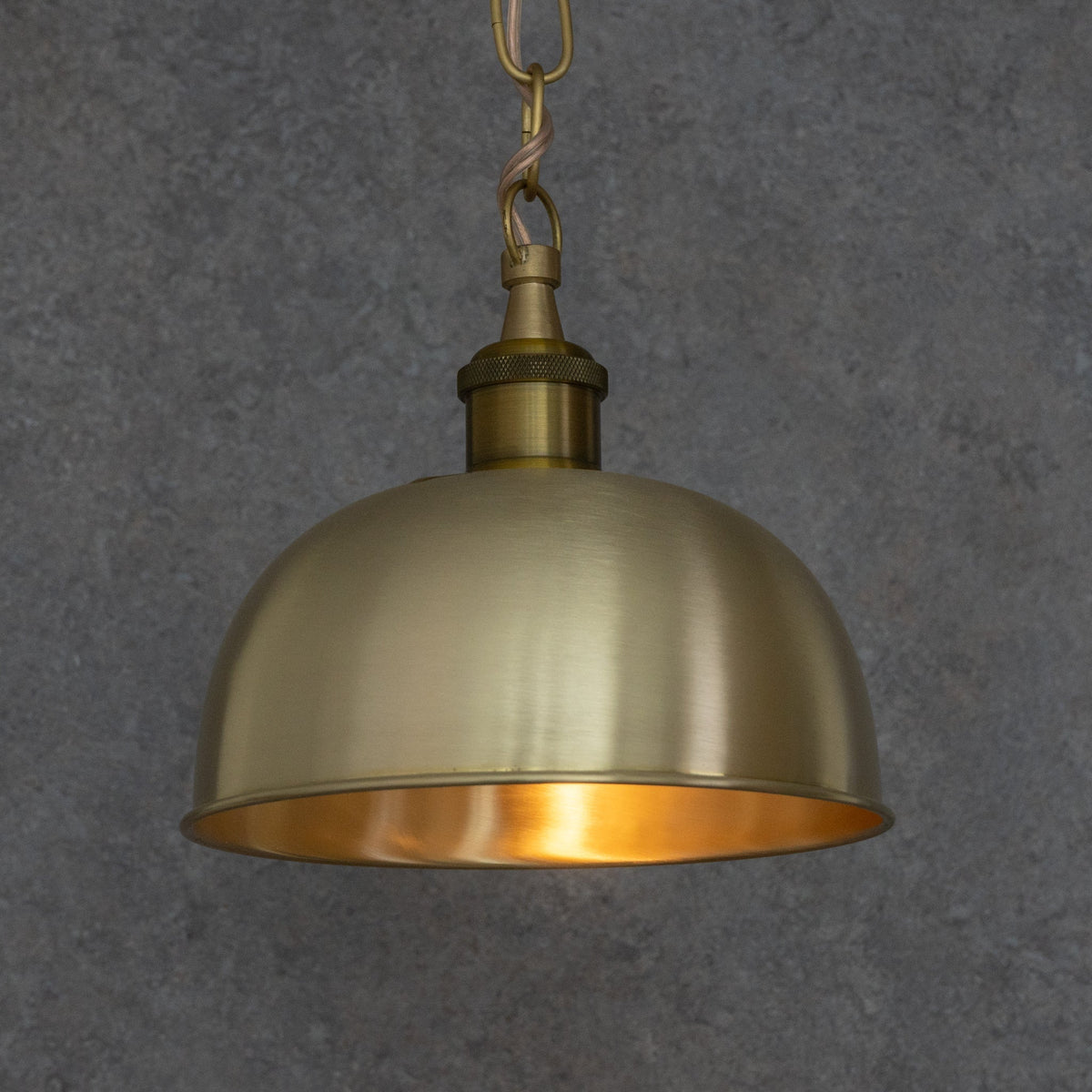 Brushed Brass Flared Dome Pendant Light - Hand-Finished Moroccan Brass Pendant