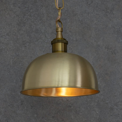 Brushed Brass Flared Dome Pendant Light - Hand-Finished Moroccan Brass Pendant