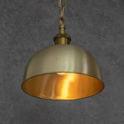 Brushed Brass Flared Dome Pendant Light - Hand-Finished Moroccan Brass Pendant