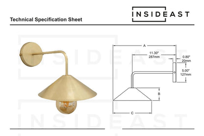 Brushed Brass Wall-Mounted Lamp, Entryway Wall Sconce Light