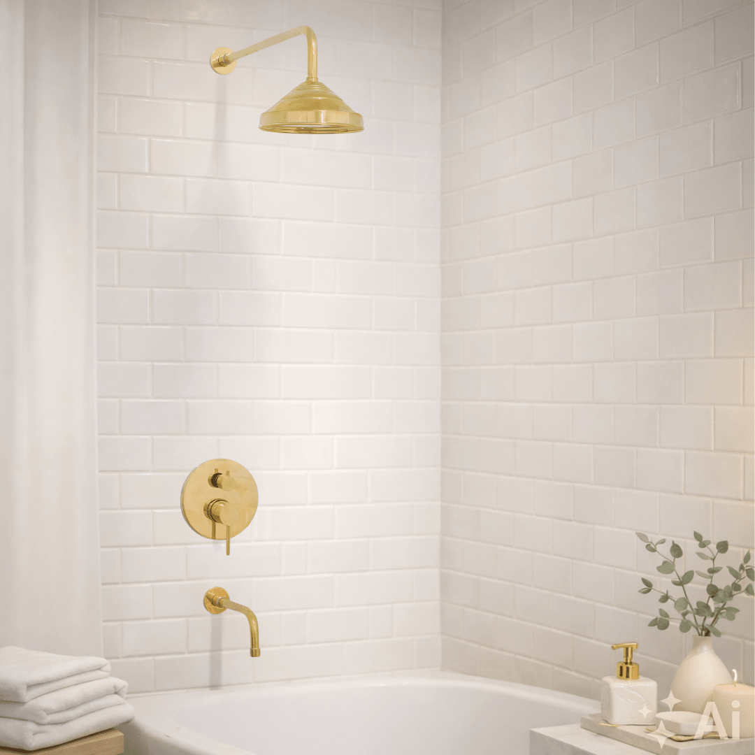 Built-in 2 outlet Brass Shower System - Head Shower System With Tub Filler