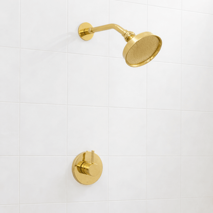 Built-in Solid Brass Shower, Unlacquered Brass Swiveling Showerhead, Rainfall Shower