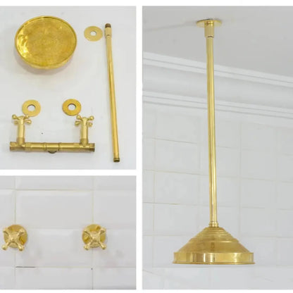 Ceiling Mount Shower System, Two Handle Shower System, Rainfall Shower System, Ceiling Showerhead, Overhead Shower