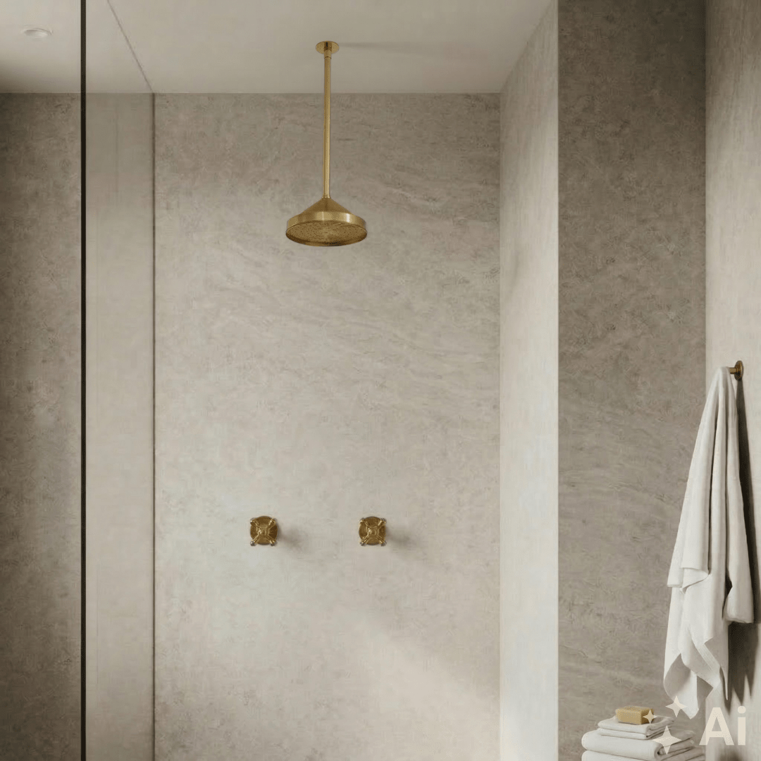 Ceiling Mount Shower System, Two Handle Shower System, Rainfall Shower System, Ceiling Showerhead, Overhead Shower
