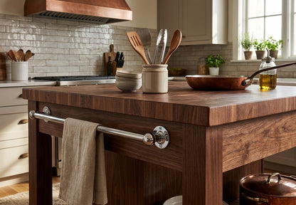Polished Chrome Pot Rail - The Utensil Rail | Noble Brass