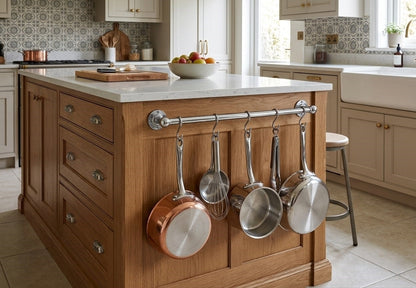 Polished Chrome Pot Rail - The Utensil Rail | Noble Brass