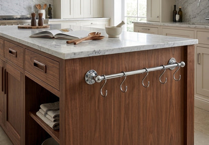 Polished Chrome Pot Rail - The Utensil Rail | Noble Brass