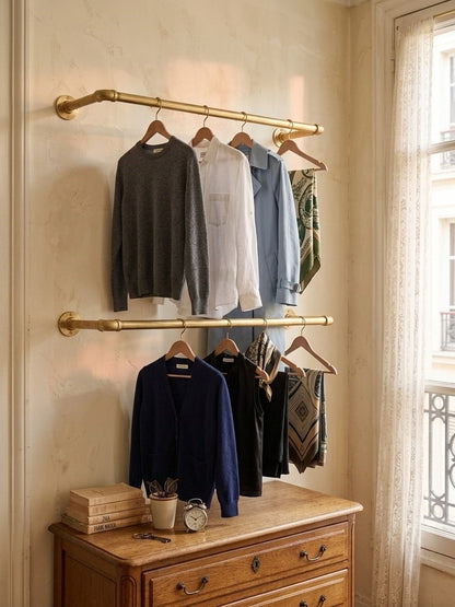Solid Brass Clothes Rod & Wardrobe Rail System