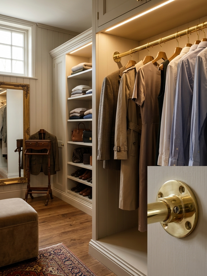 Solid Brass Clothes Rod & Wardrobe Rail System