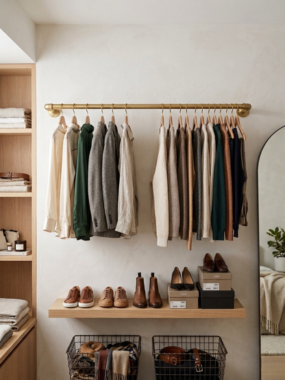 Solid Brass Clothes Rod & Wardrobe Rail System