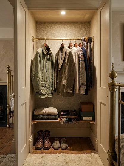 Solid Brass Clothes Rod & Wardrobe Rail System - Closet Organizer Tube & Flange Set
