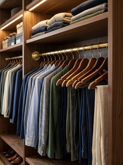 Solid Brass Clothes Rod & Wardrobe Rail System - Closet Organizer Tube & Flange Set