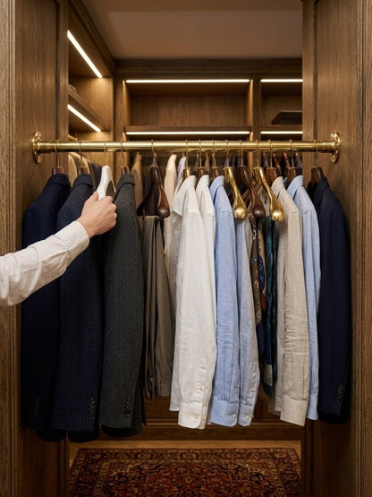 Solid Brass Clothes Rod & Wardrobe Rail System - Closet Organizer Tube & Flange Set