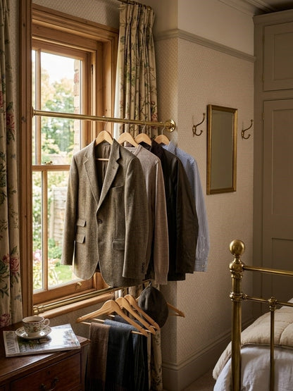 Solid Brass Clothes Rod & Wardrobe Rail System - Closet Organizer Tube & Flange Set