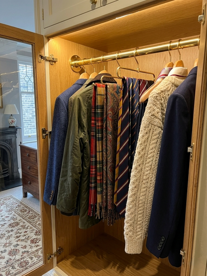 Solid Brass Clothes Rod & Wardrobe Rail System - Closet Organizer Tube & Flange Set