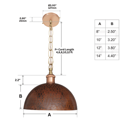Copper Smooth Hammered Dome Pendant Light : The Warmth of Marrakesh