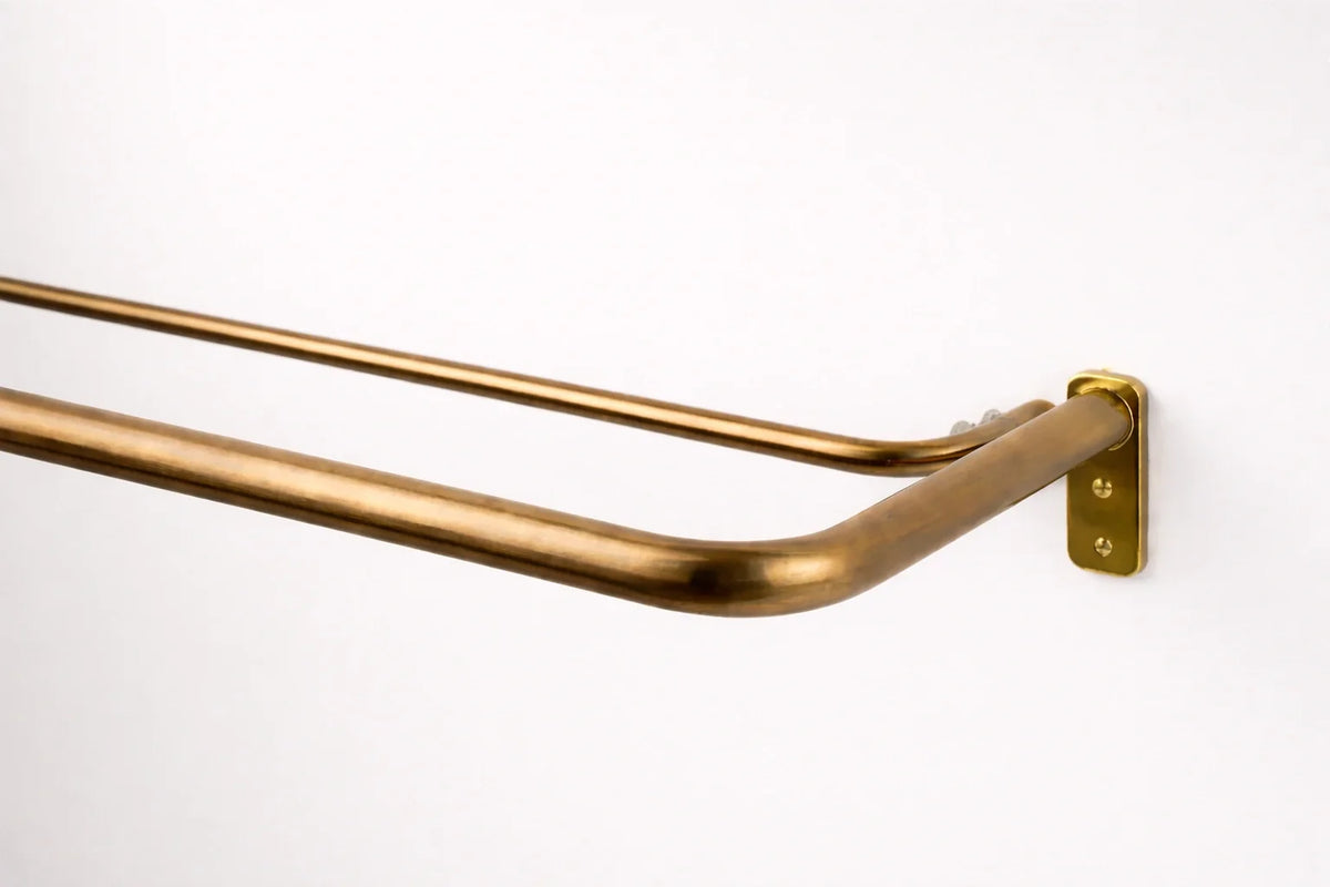 French Return Solid Brass Double Curtain Rod with Rings – Bronze Finish