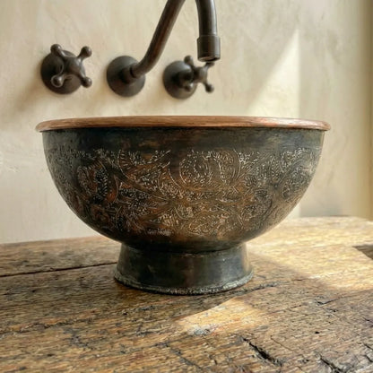 Copper Vessel Sink Bathroom, Black Wash Basin