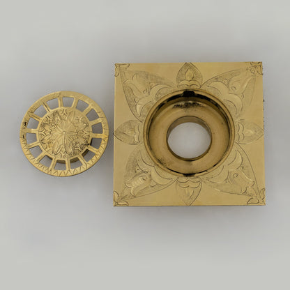 Engraved Traditional Style Brass Floor Drain | Shower floor