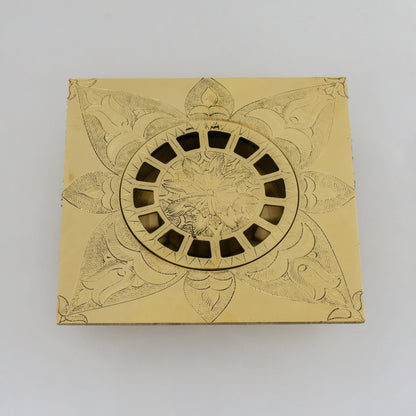 Engraved Traditional Style Brass Floor Drain | Shower floor