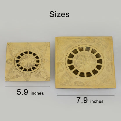 Engraved Traditional Style Brass Floor Drain | Shower floor