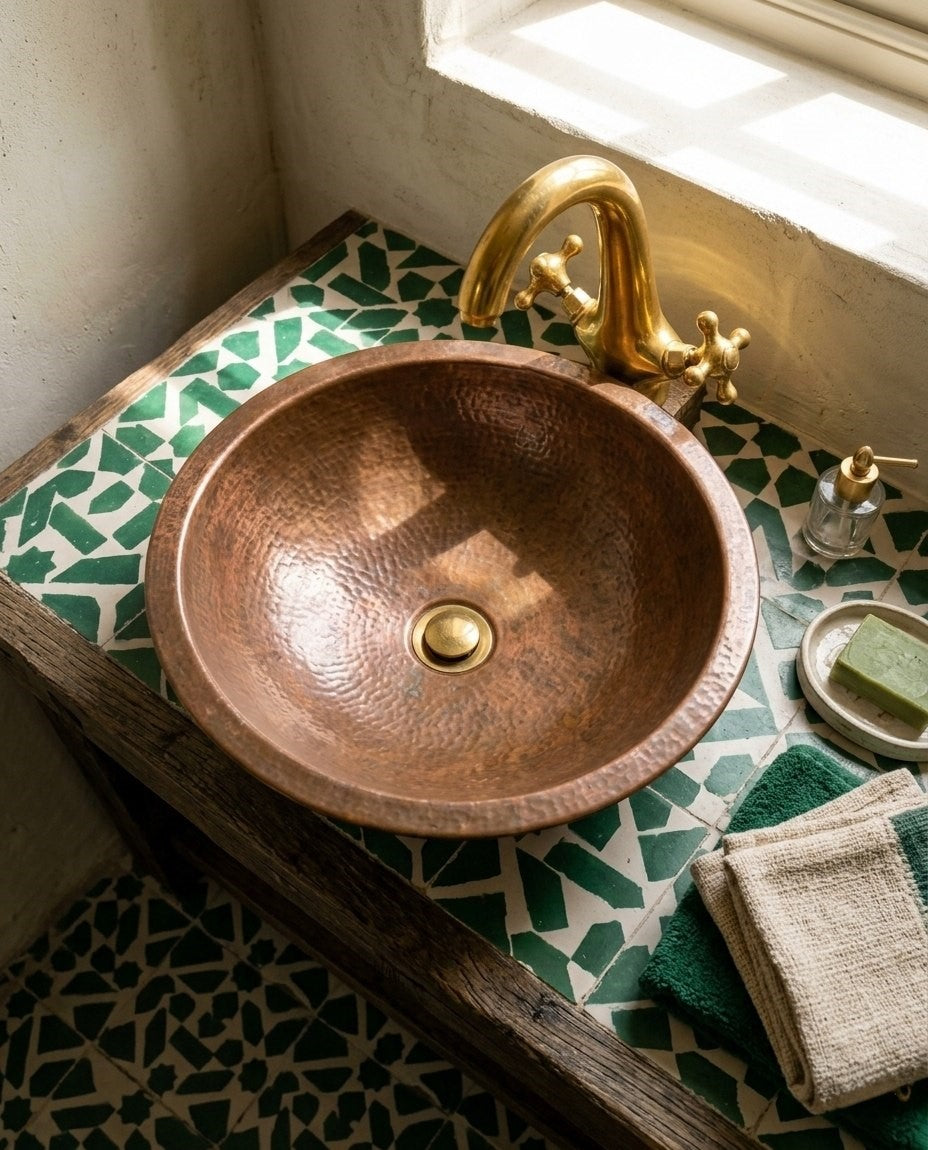 Noble Brass Unlacquered Brass Dual-Handle Faucet – Artisan Handcrafted Monobloc Mixer