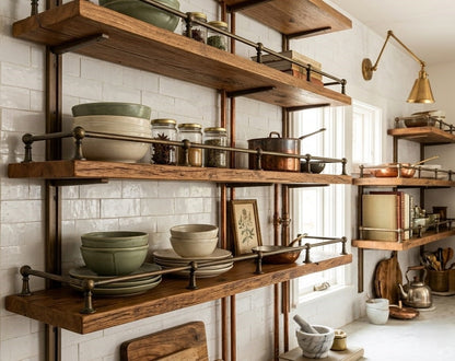 Noble Brass Dark Copper Gallery Rail | Custom Solid Brass Shelf Railing for Kitchen, Bathroom & Bookshelves