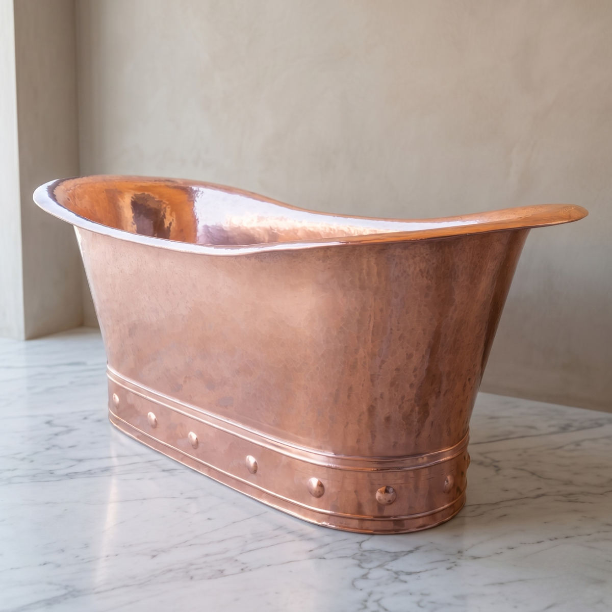 Vintage Handmade Freestanding Solid Copper Bathtub