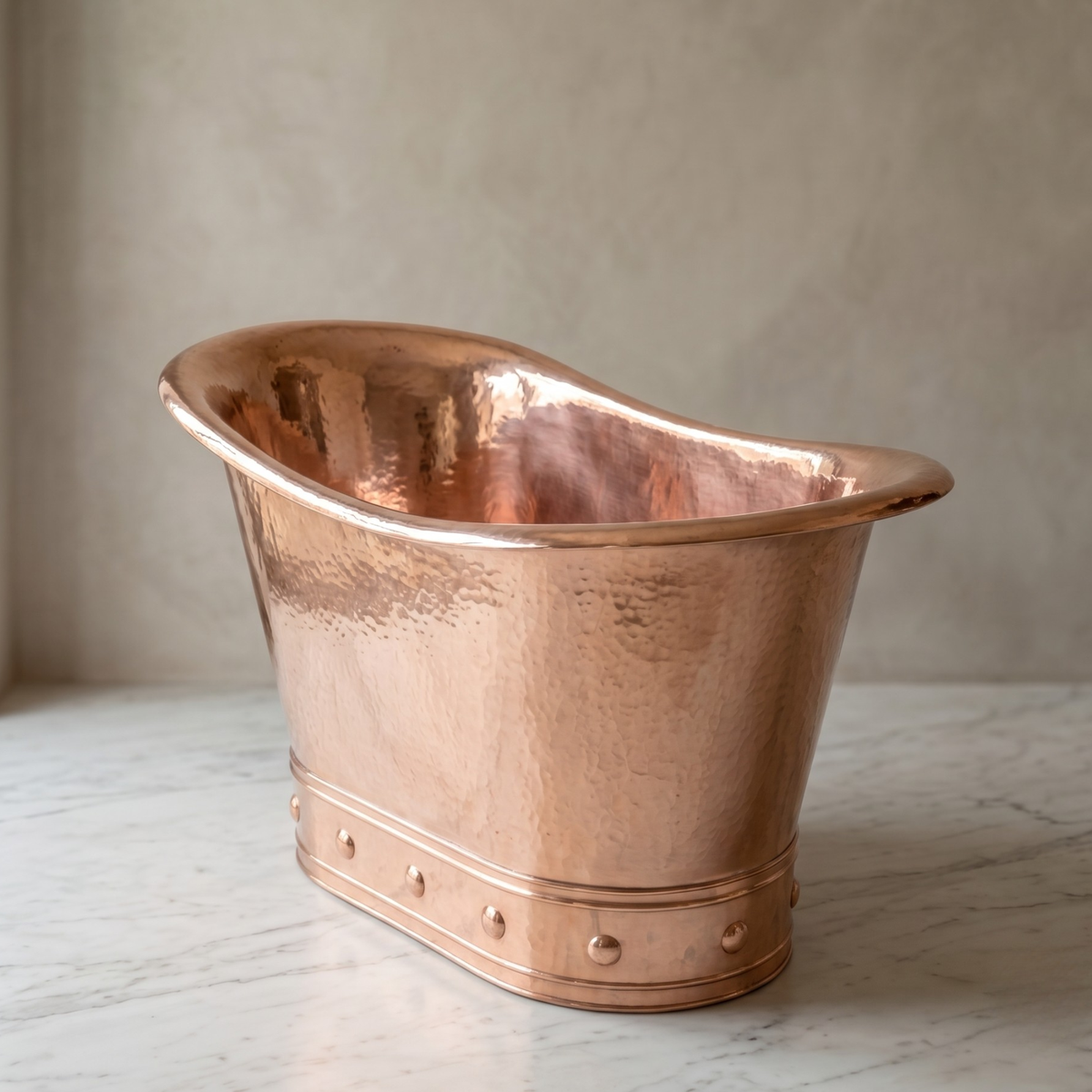 Vintage Handmade Freestanding Solid Copper Bathtub