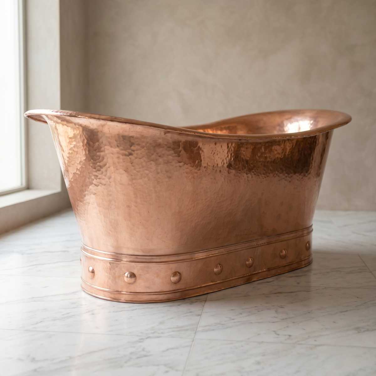 Vintage Handmade Freestanding Solid Copper Bathtub