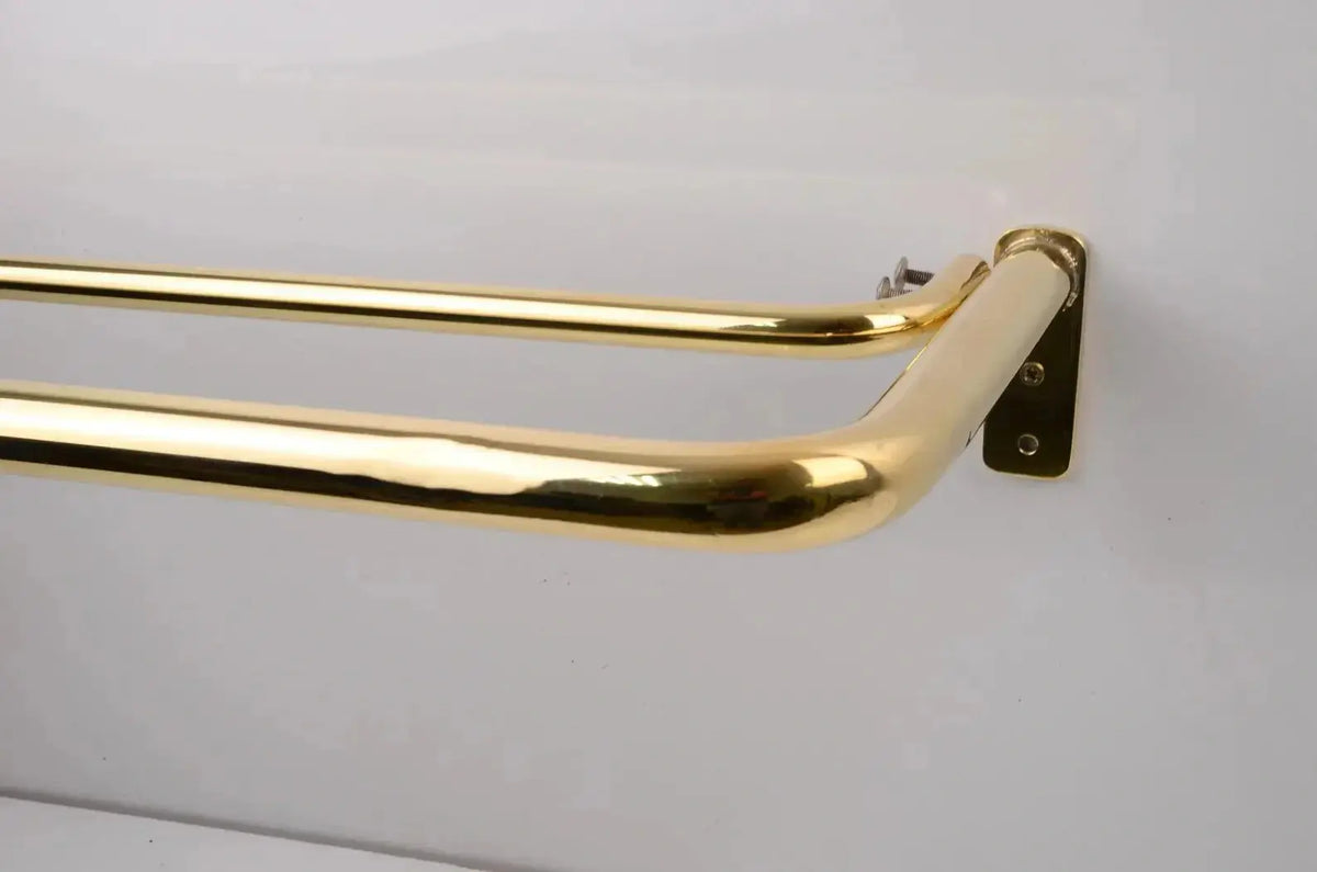 French Return Brass Double Curtain Rod With Solid Brass Rings For Drapery