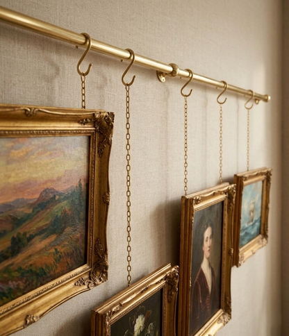 Unlacquered Brass Gallery Picture Rail System – Hand-Finished Art Hanging Rail