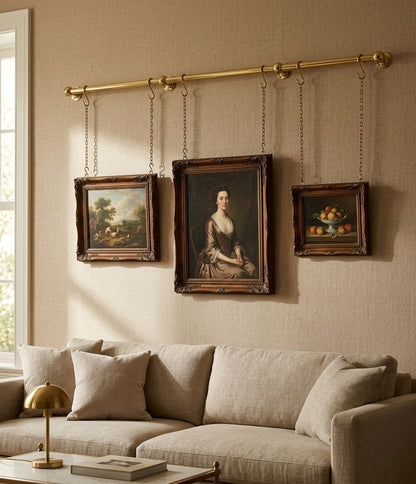 Unlacquered Brass Gallery Picture Rail System – Hand-Finished Art Hanging Rail