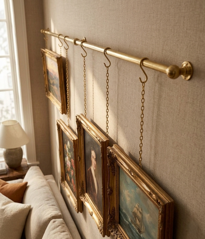 Unlacquered Brass Gallery Picture Rail System – Hand-Finished Art Hanging Rail