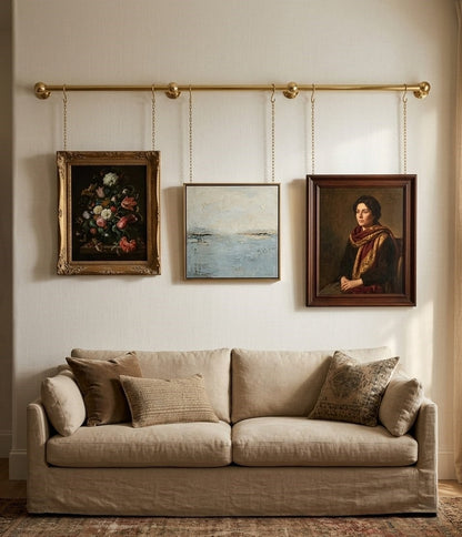 Unlacquered Brass Gallery Picture Rail System – Hand-Finished Art Hanging Rail