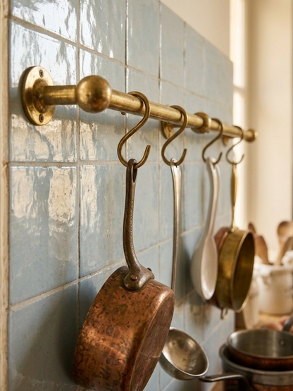 Unlacquered Brass Pot Rail - The Utensil Rail