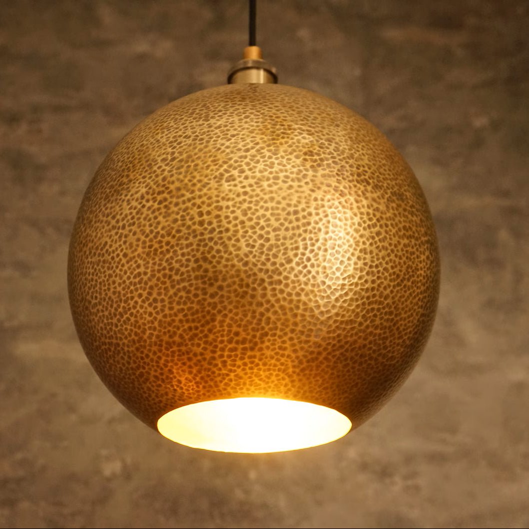 Hammered Brass Ball Pendant Light, Dome Ceiling Light